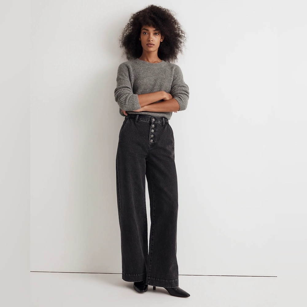 Curvy Superwide-Leg Jeans in Selwick Wash: Button-Front Edition NWT
